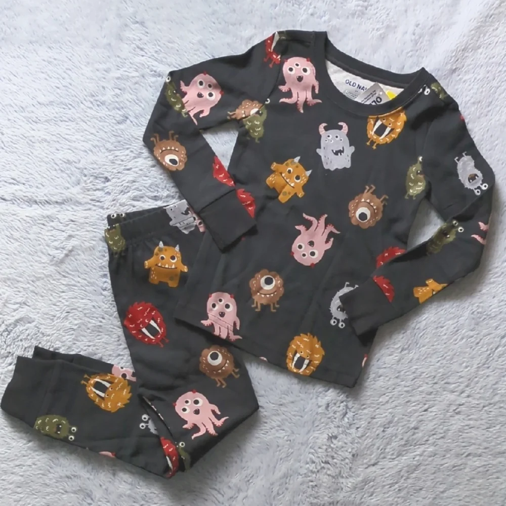 NWT 3T Old Navy Monster Pajama Set Cotton Gender-Neutral Spooky